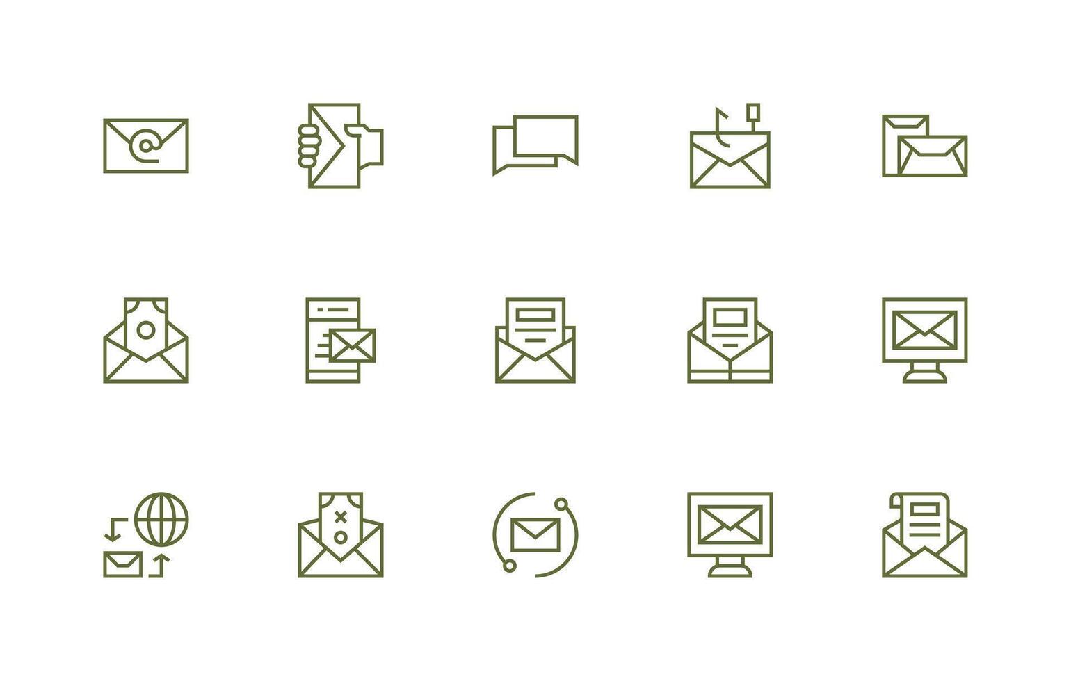 Correspondence Icon Set with 15 Regular Line Graphics Multi-Purpose Icon Set vector