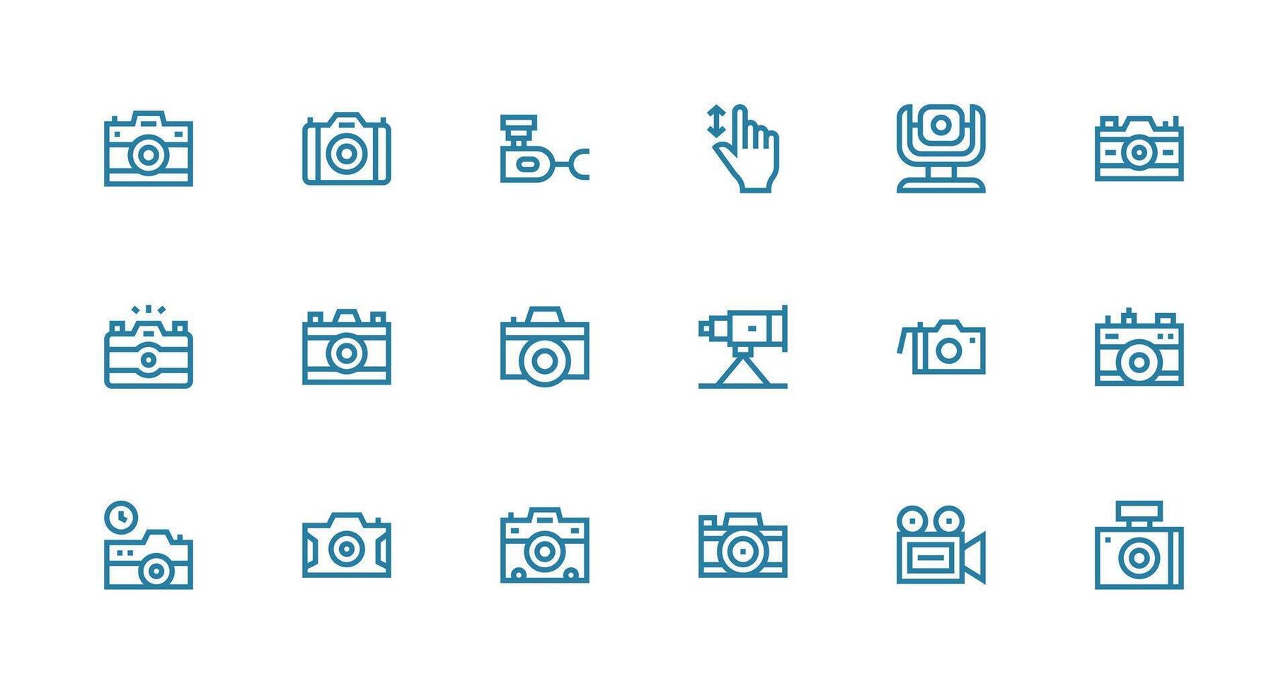 18 Strong Stroke Line Icons for Digital Camera Graphics Neatly Designed Icons for Web Platforms vector