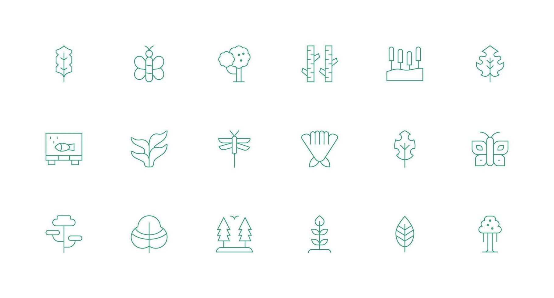 Ecosystem featuring 18 Icons in Minimal Line Design Clean Set for Layout Prototypes vector