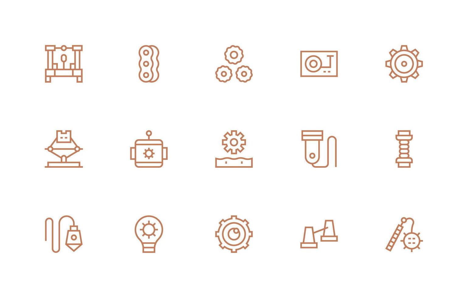 Mechanism Set with 15 Regular Line Icons UI-Ready Icon Collection vector