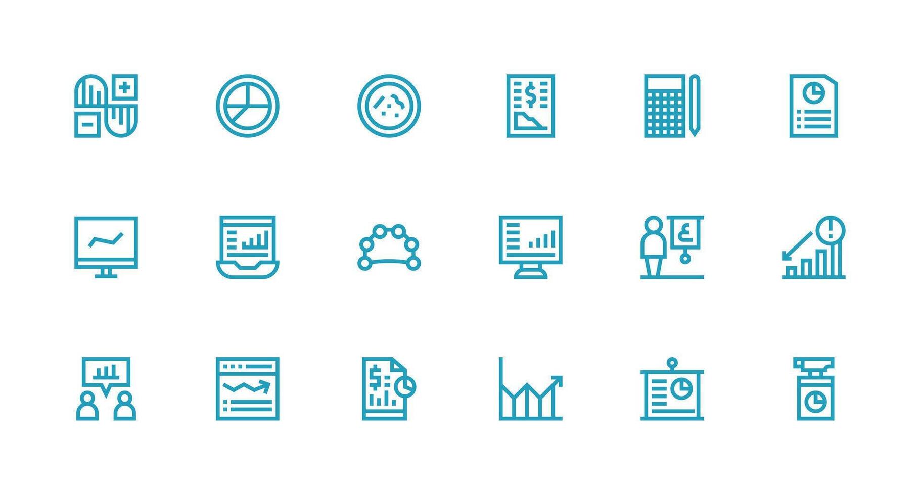 Strong Stroke Line Style Graph Icons with 18 Vectors Multi-Style Icons for Creative Projects
