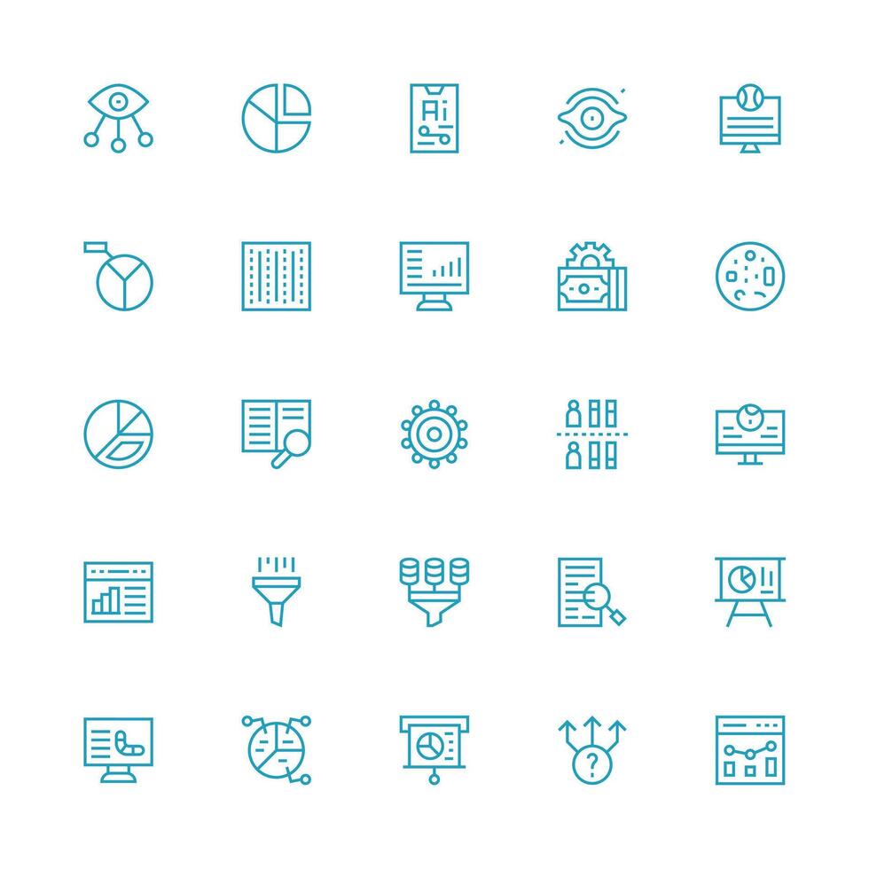 Medium Stroke Outline Icons from Data Analysis Set with 25 Vectors Printable Icon Collection