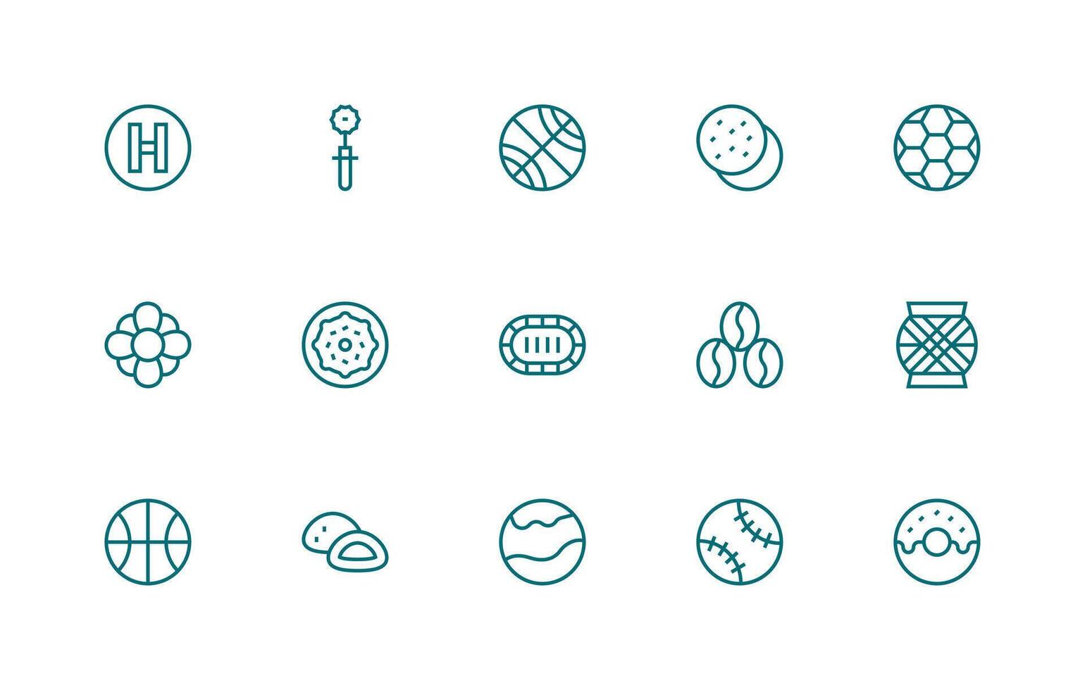 Round including 15 Regular Line Illustrations Core Icon Collection for Daily Tasks vector