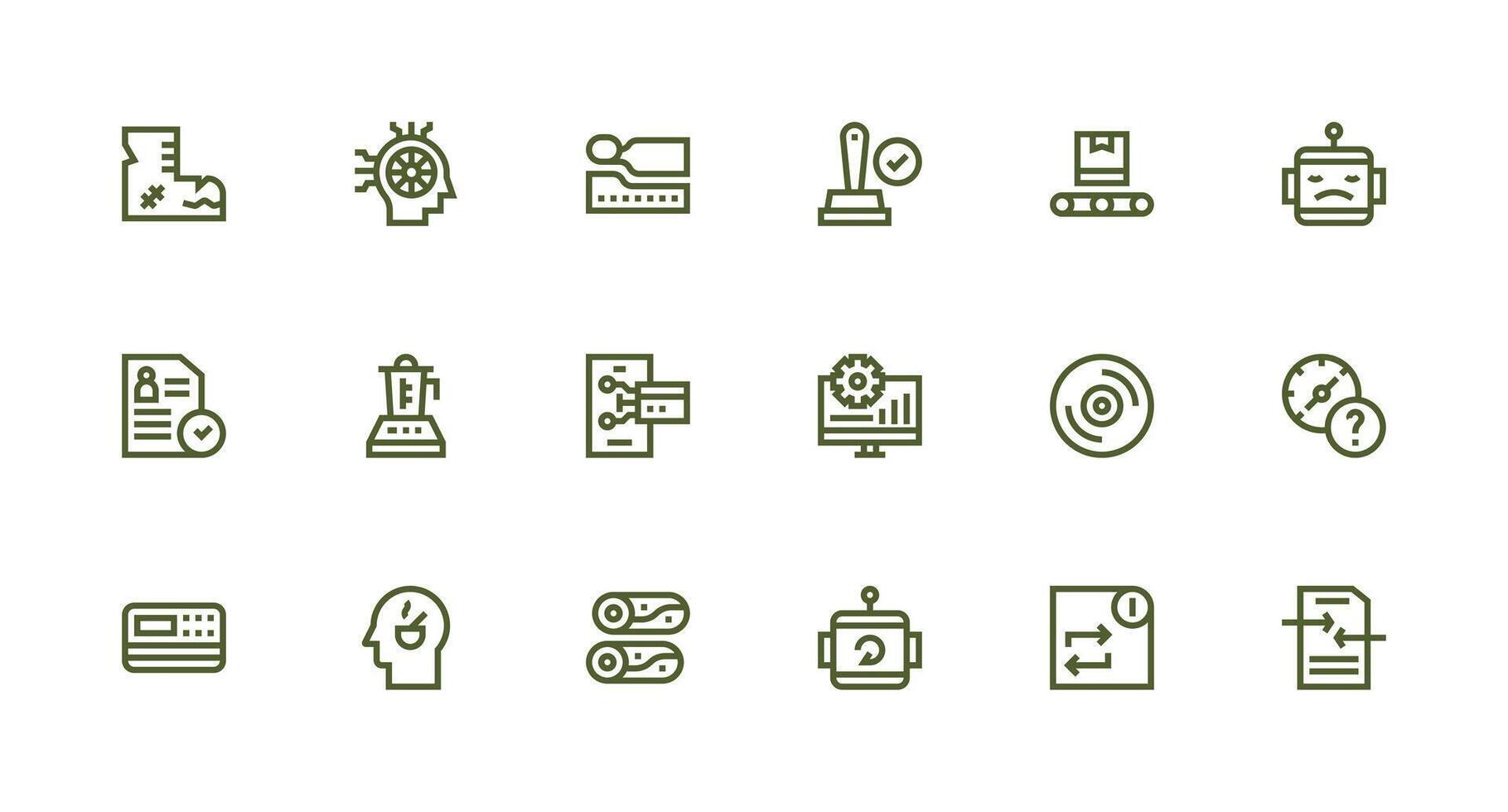 Strong Stroke Line Style Processing Icons with 18 Vectors Essential Icons for Rapid UI Building