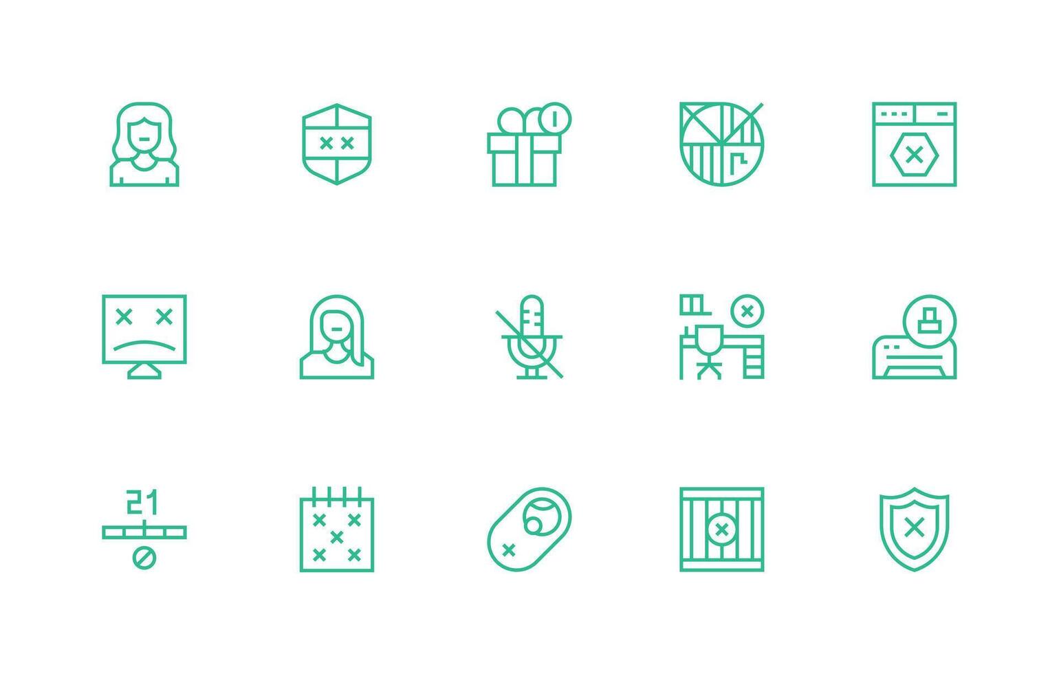 15 Regular Line Icons for Blocked Graphics Neat Icon Set vector