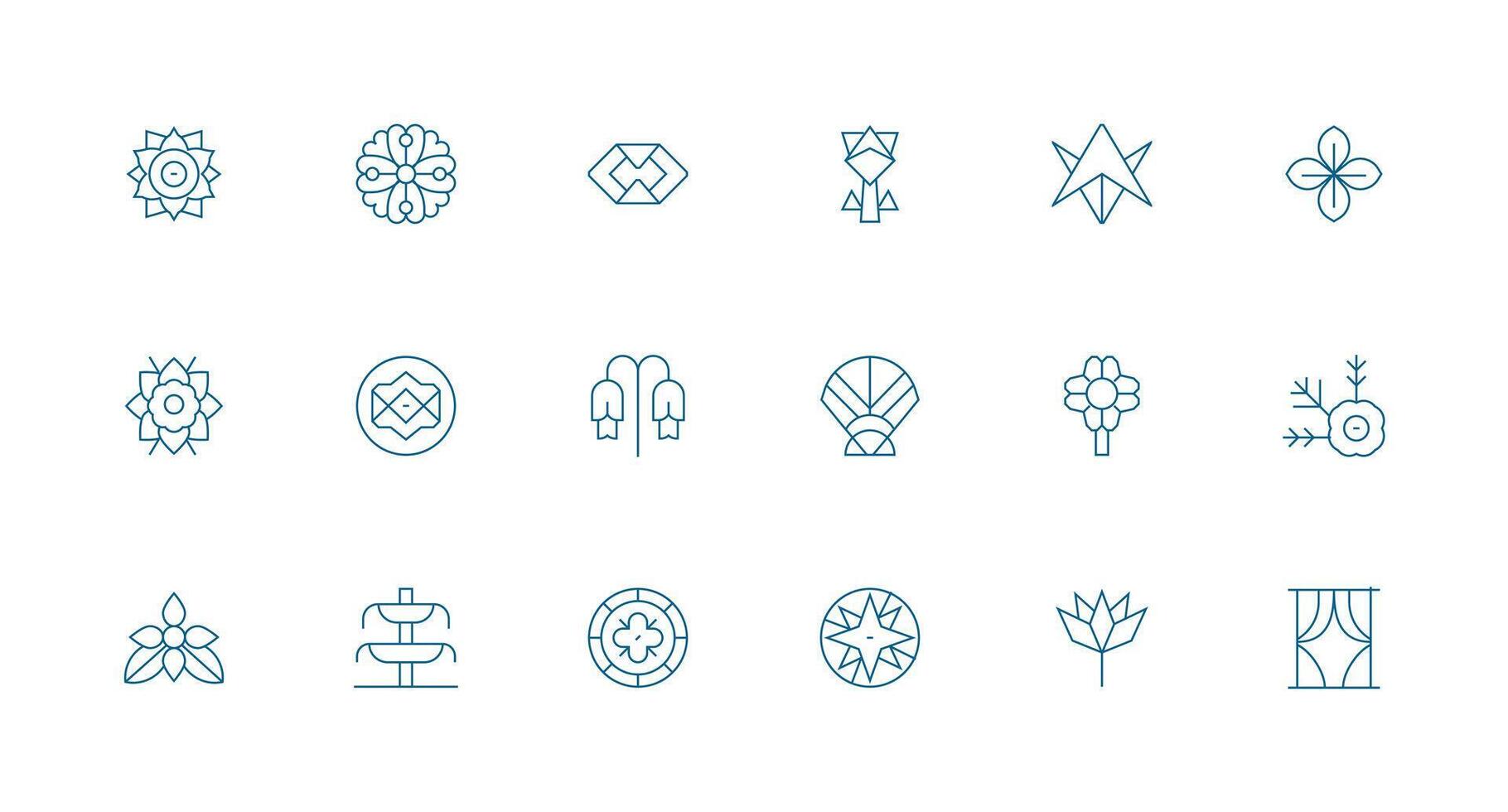 18 Minimal Line Designs for Decorative Element Icons Icon Set for Web vector