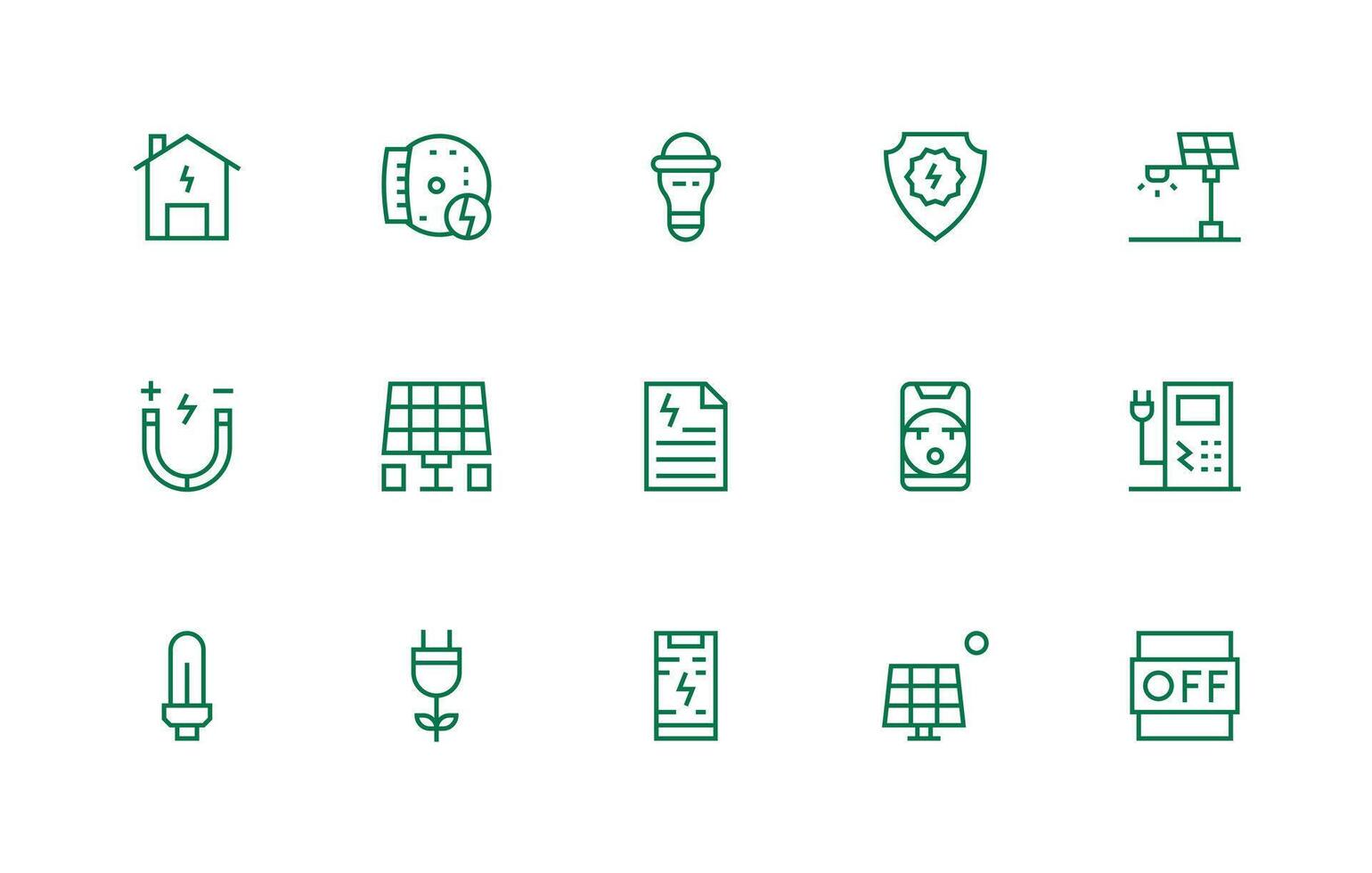 Electricity Icon Set with 15 Regular Line Graphics Neat Icon Set vector