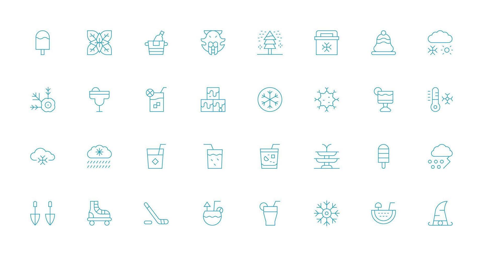 32 Thin Line Icons for Ice Graphics Customizable Icon Series for Mobile Screens vector