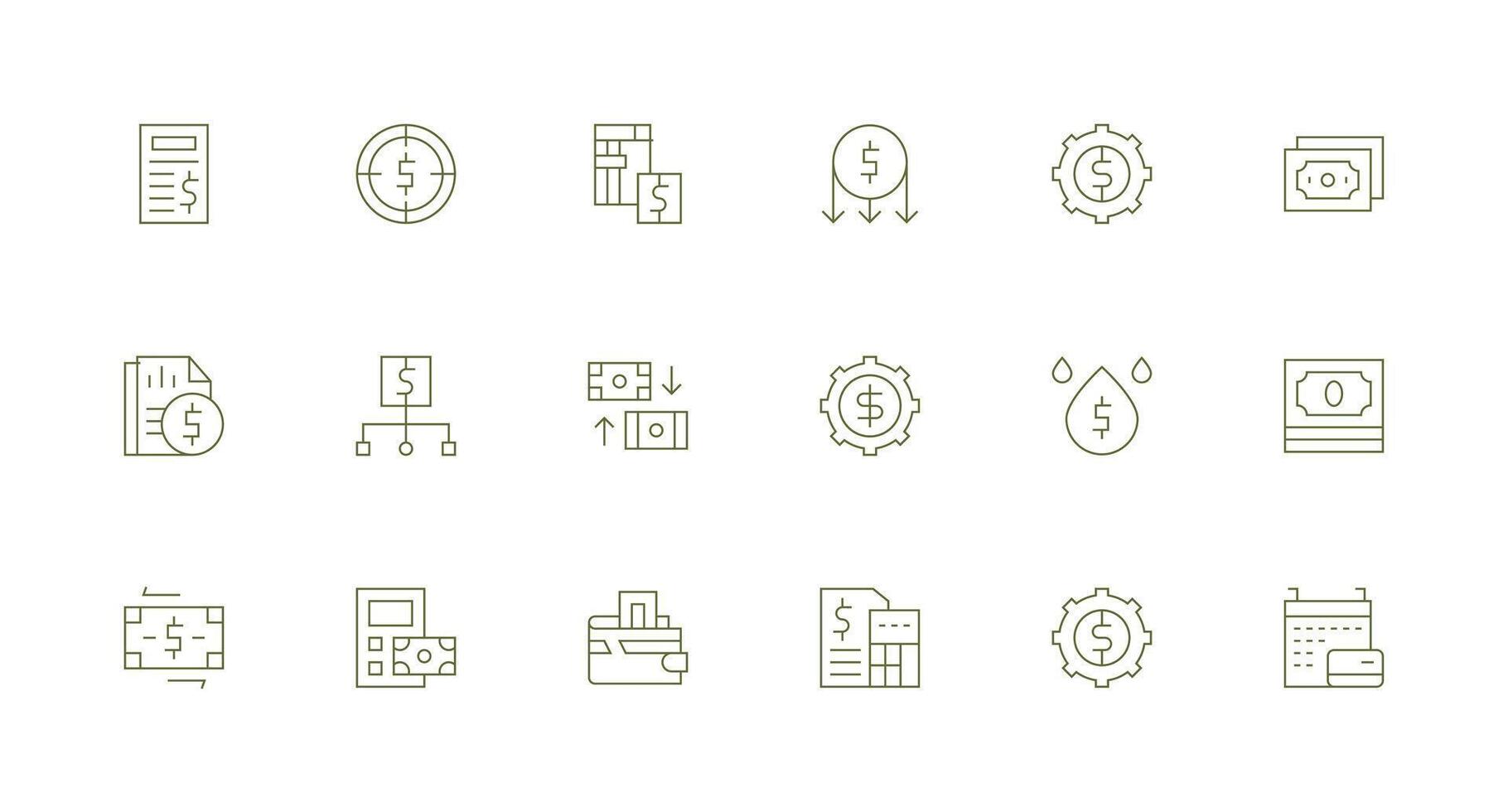 Cashflow featuring 18 Icons in Minimal Line Design Icon Set for Web vector