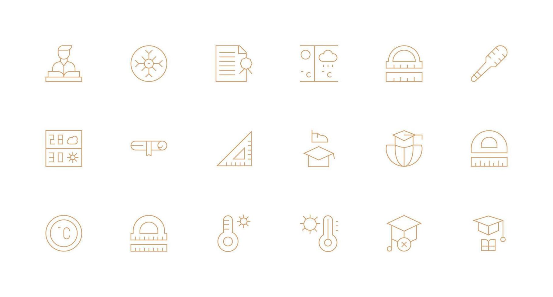 18 Icons for Degree in Minimal Line Format Icon Collection Set vector
