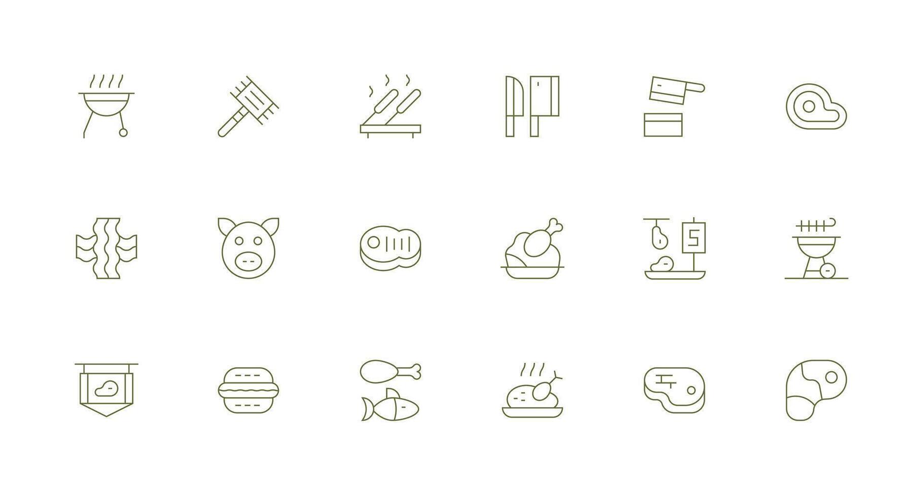 Minimal Line Icons from Meat Set with 18 Vectors Essential Icon Set for Teams