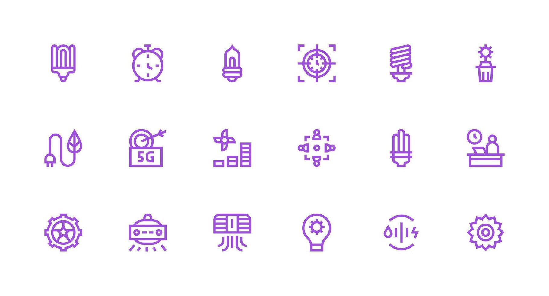 Strong Stroke Line Icons from Efficient Set with 18 Vectors Fully Editable Icon Set for Web