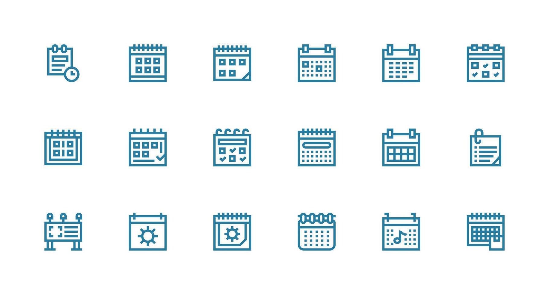 Strong Stroke Line Style Reminders Icons with 18 Vectors Clean Set for Layout Prototypes