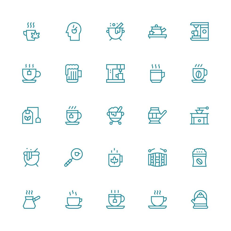 Medium Stroke Outline Style Brew Icons with 25 Vectors Reusable Icon Set