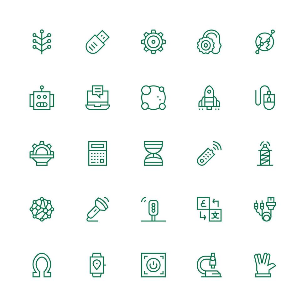25 Medium Stroke Outline Icons for Technology Graphics Reusable Icon Set vector