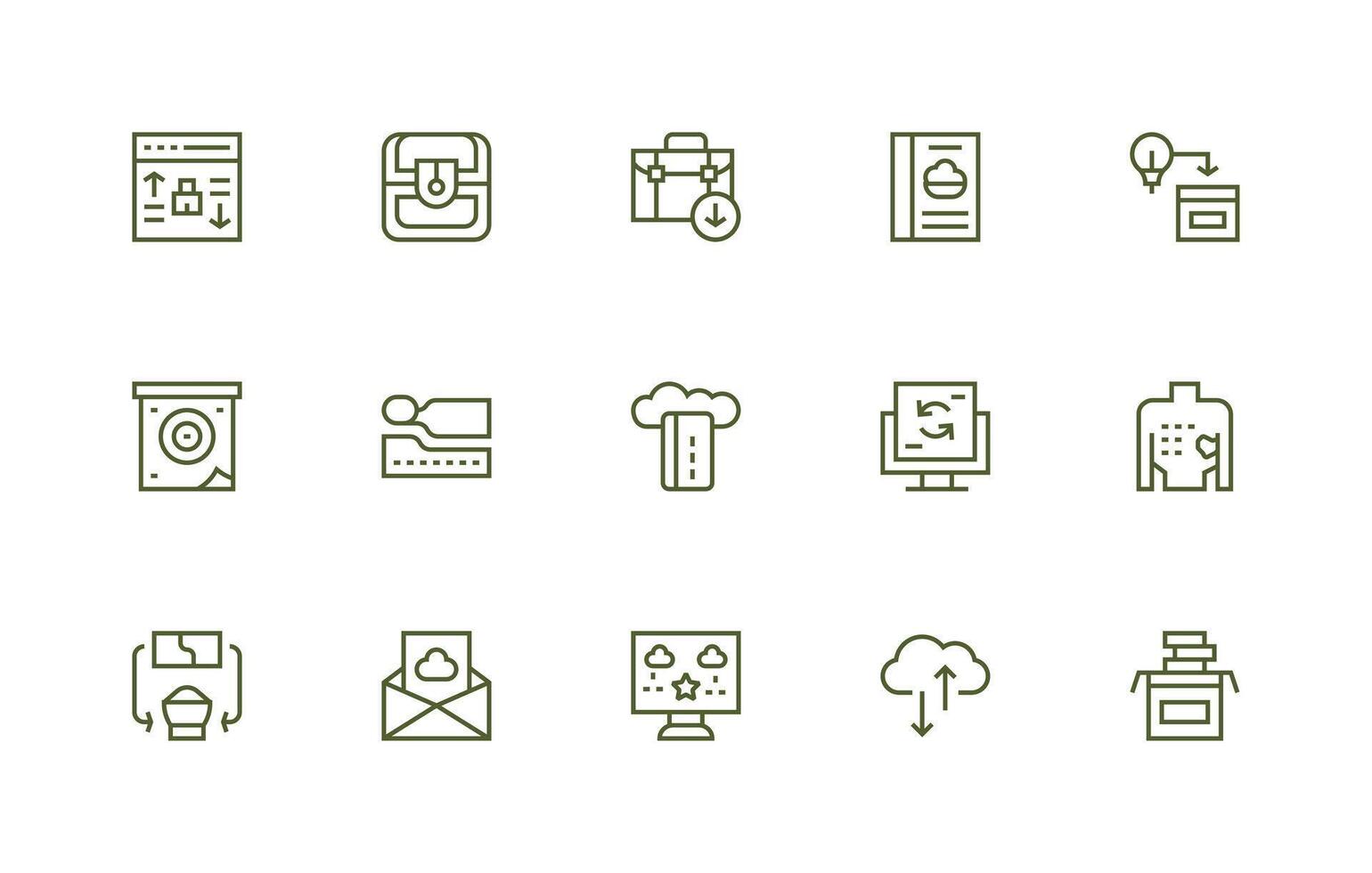 Cloud Storage Set with 15 Regular Line Icons Multi-Style Icons for Creative Projects vector