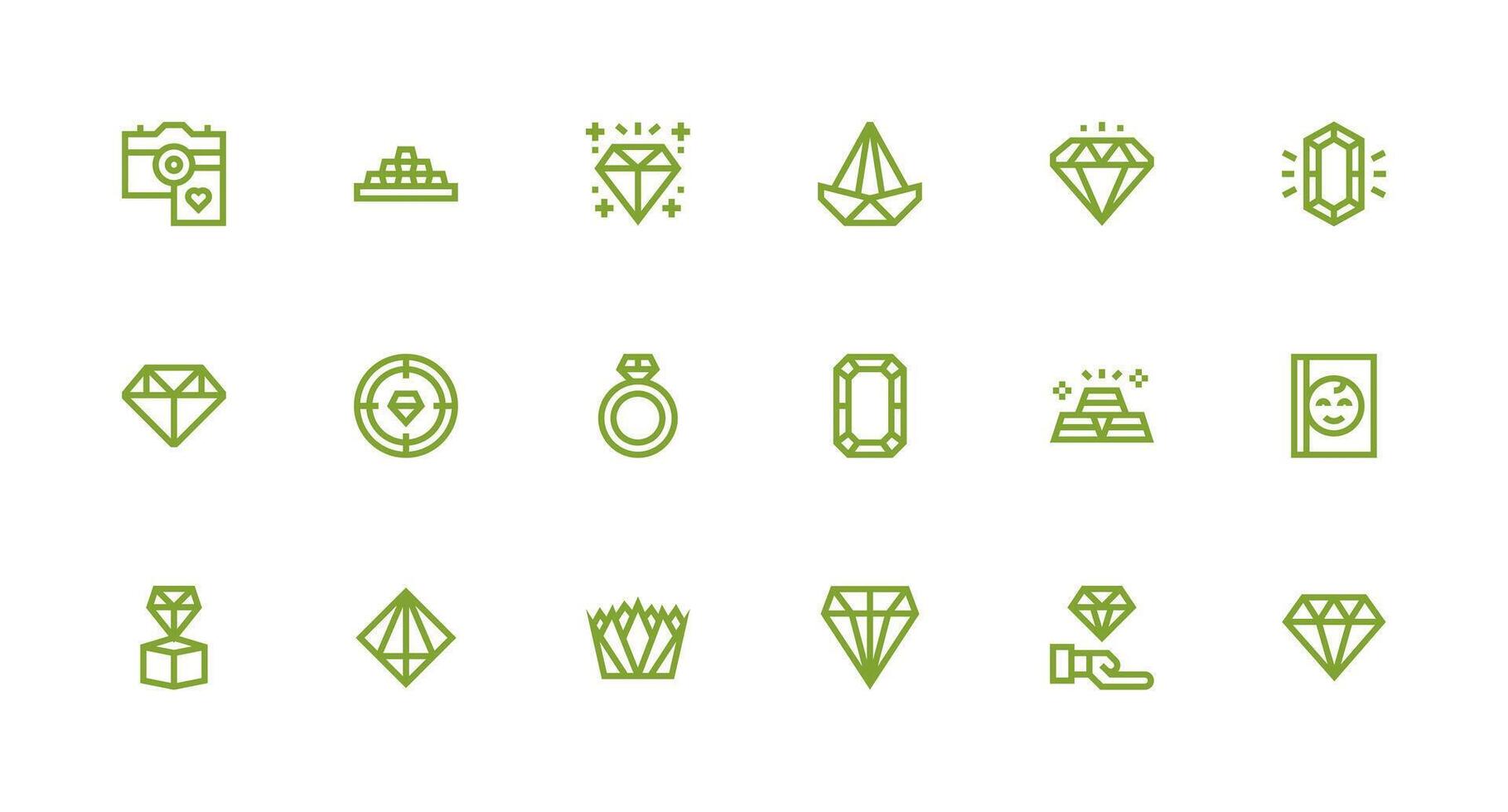 Precious featuring 18 Icons in Strong Stroke Line Design High-Resolution Icons for Any Platform vector
