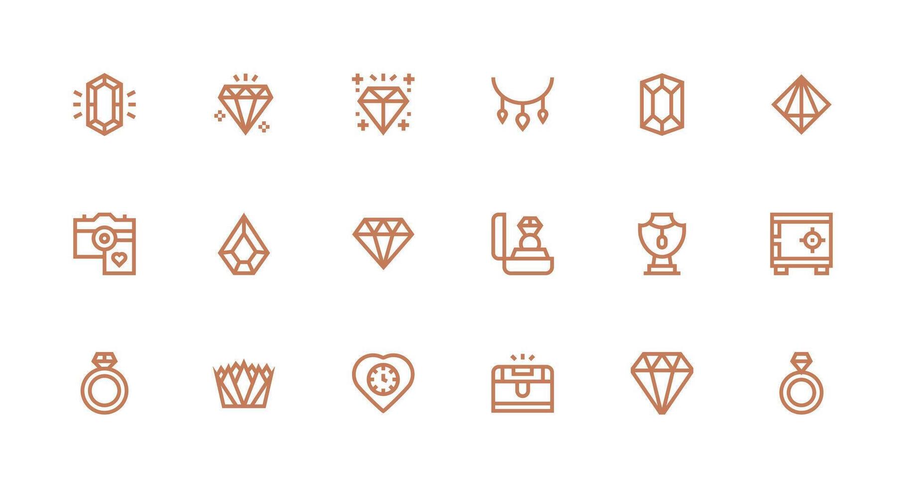 Strong Stroke Line Icons from Precious Set with 18 Vectors Complete Icon Bundle for Web Design
