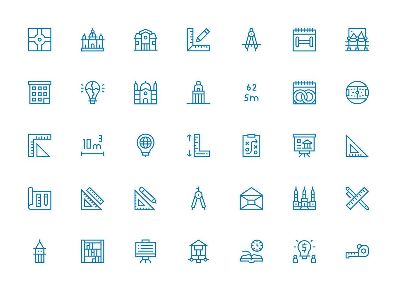 Plan Design Icons featuring 35 in Regular Clean Line Style High-Resolution Icons for Any Platform vector