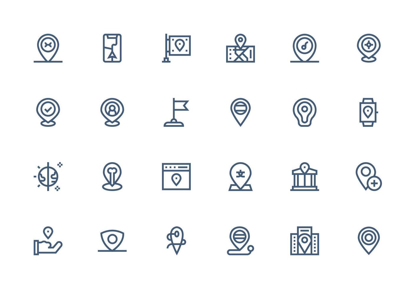 Thick Line Line Icons from Geotag Set with 24 Vectors Customizable Icon Series for Mobile Screens