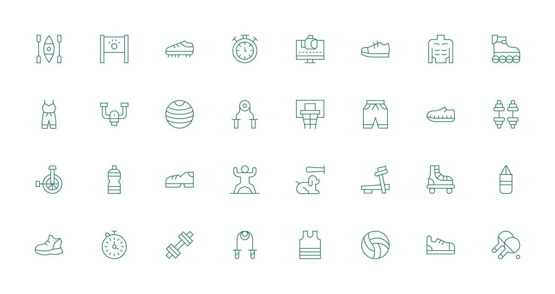 Exercise featuring 32 Icons in Thin Line Design Minimal Icon Pack vector