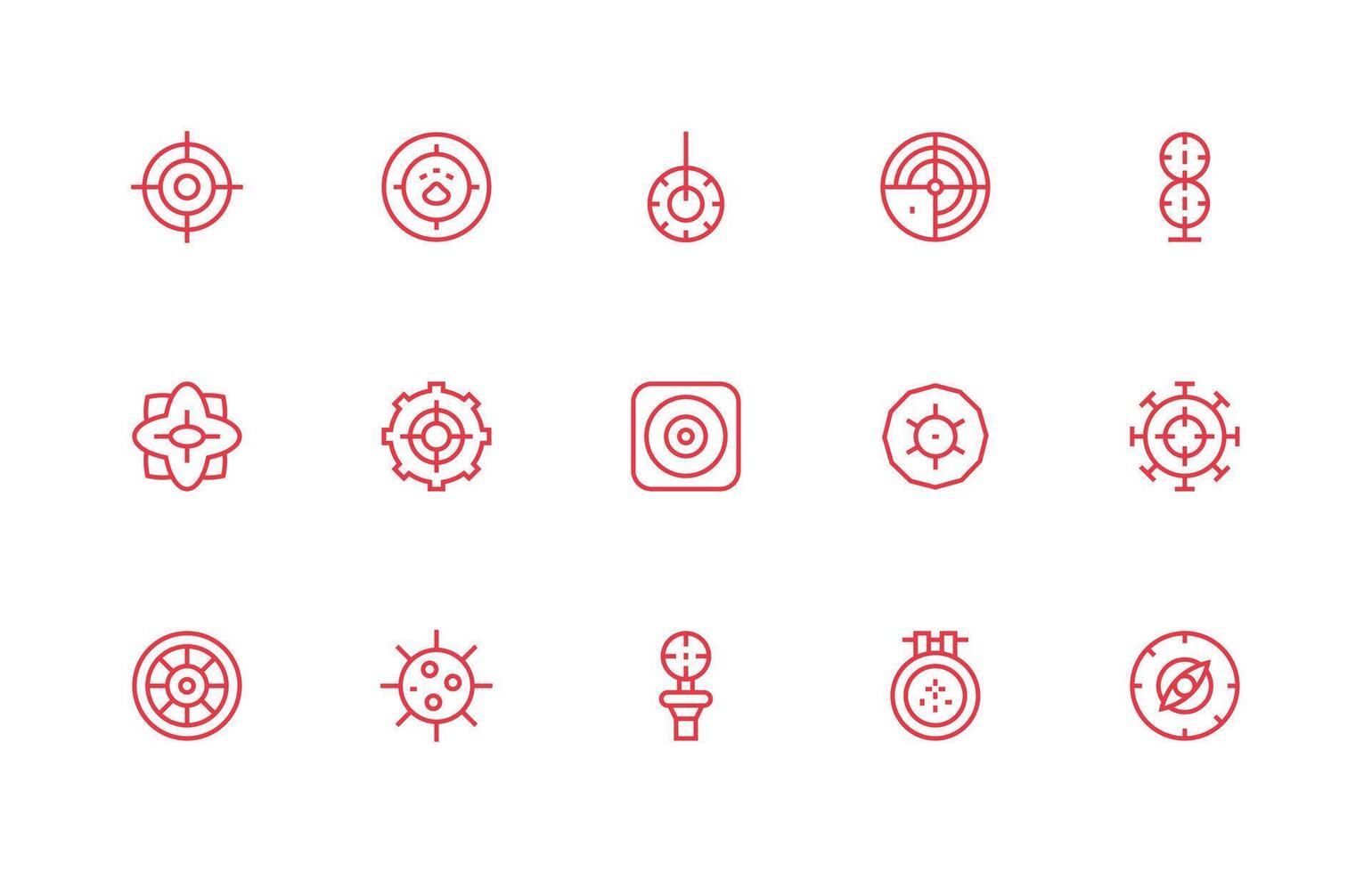 Scope Icon Collection with 15 Regular Line Designs Style Icon Set vector