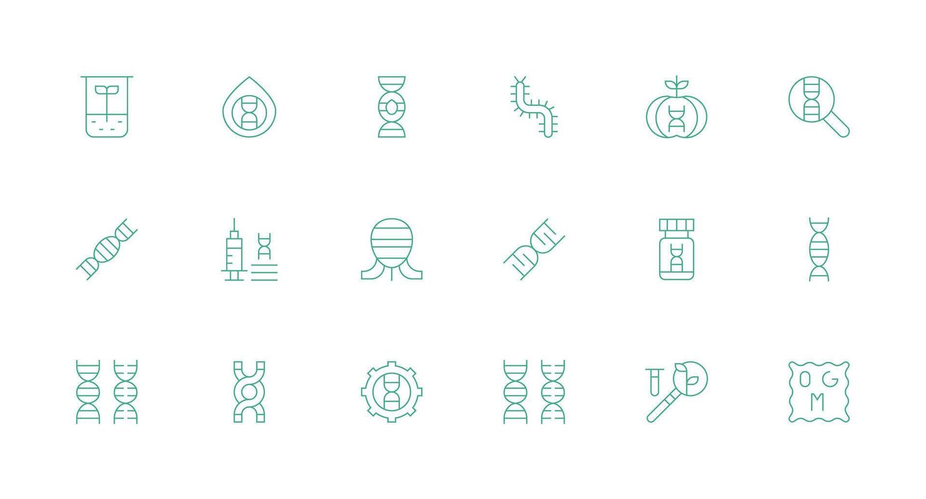 Minimal Line Style Biotechnology Icons with 18 Vectors Clean Icon Collection for Web Use