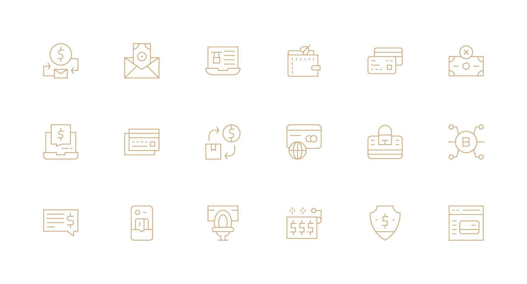 Digital Payment Design Icons featuring 18 in Minimal Line Style Basic Icon Series vector