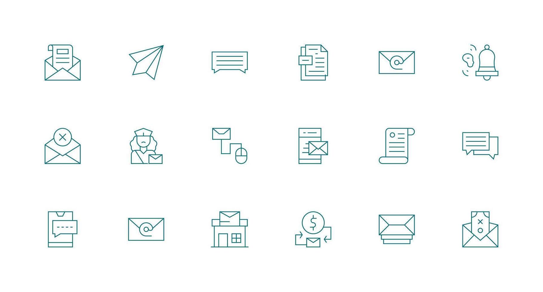 18 Icons for EMail in Minimal Line Format Essential Icons for Rapid UI Building vector