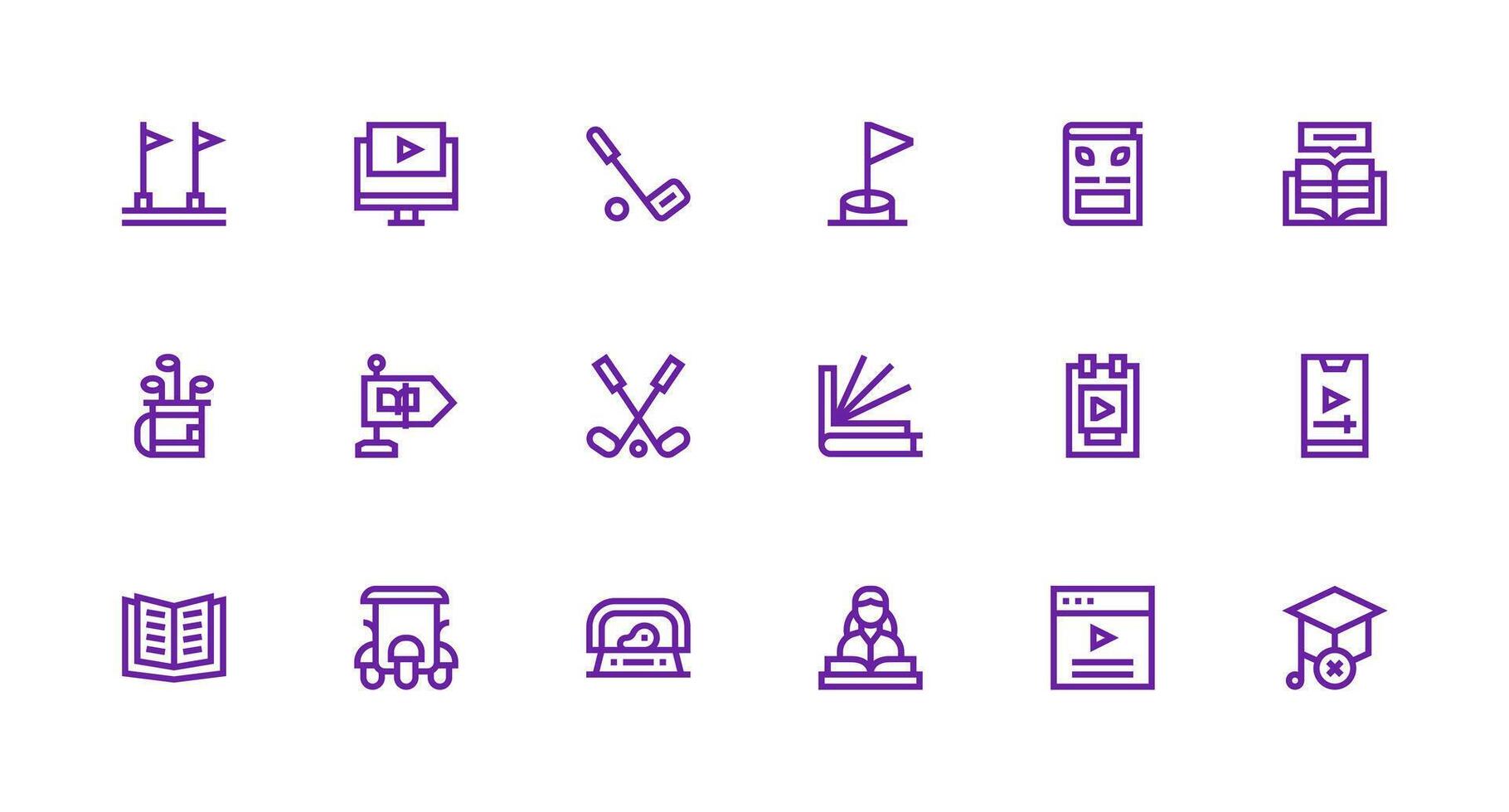 Course Set with 18 Strong Stroke Line Icons Simplified Icon Pack for Visual Tools vector