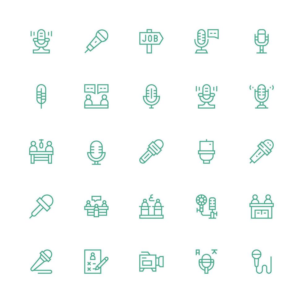 Interview Icon Collection with 25 Medium Stroke Outline Designs Icon Set for Web vector