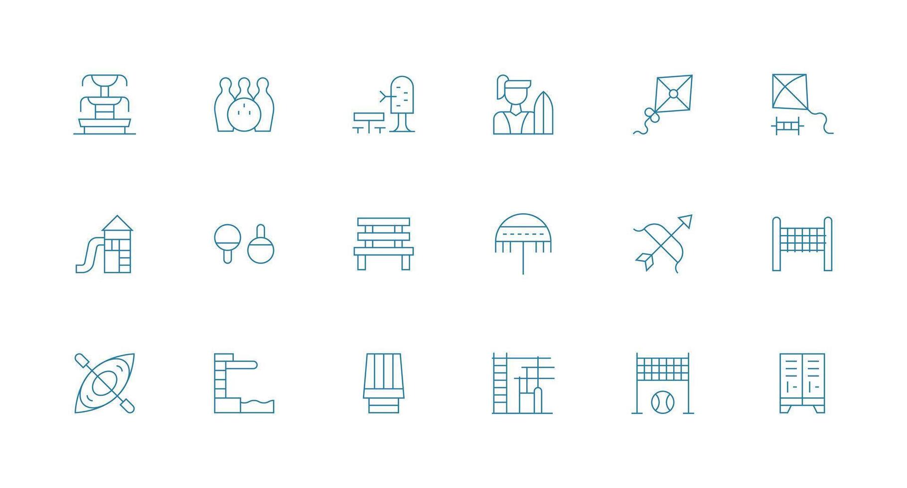 Recreation Set with 18 Minimal Line Icons Clean Set for Layout Prototypes vector