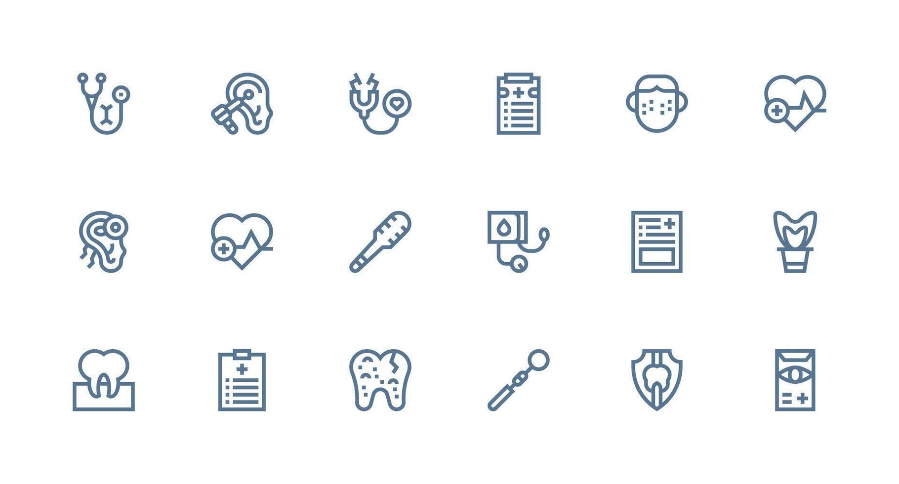 Checkup featuring 18 Icons in Strong Stroke Line Design Clean Icon Collection for Web Use vector