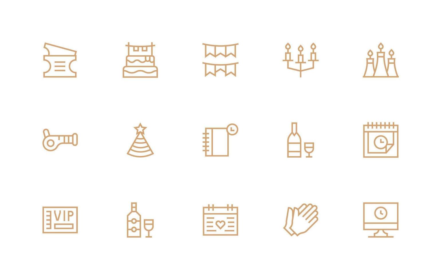 Event Set with 15 Regular Line Icons Icon Set for Apps vector