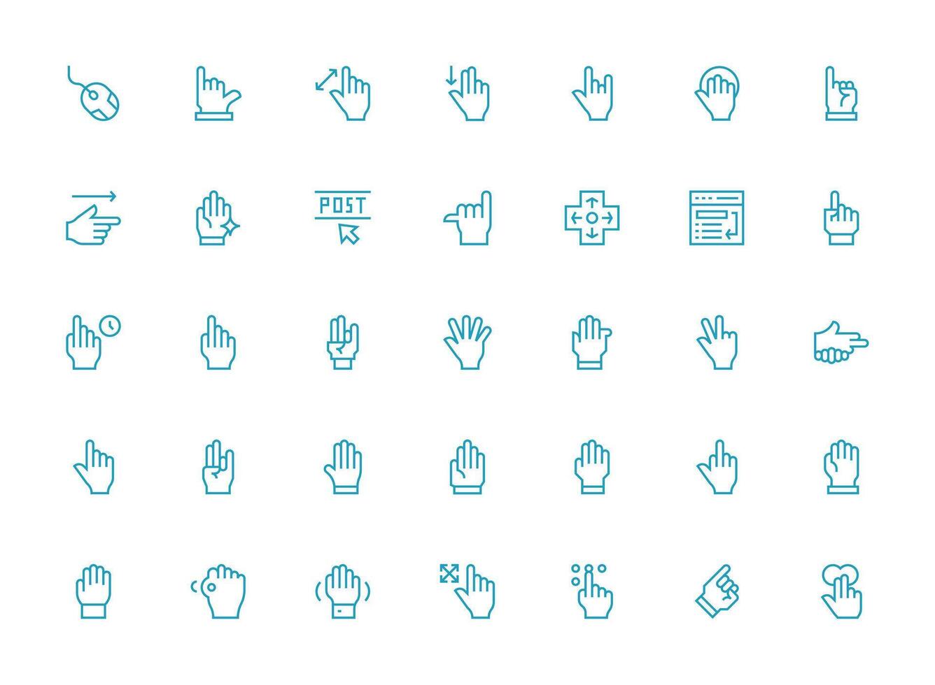 35 Regular Clean Line Vectors for Cursor Theme Multi-Purpose Icon Set