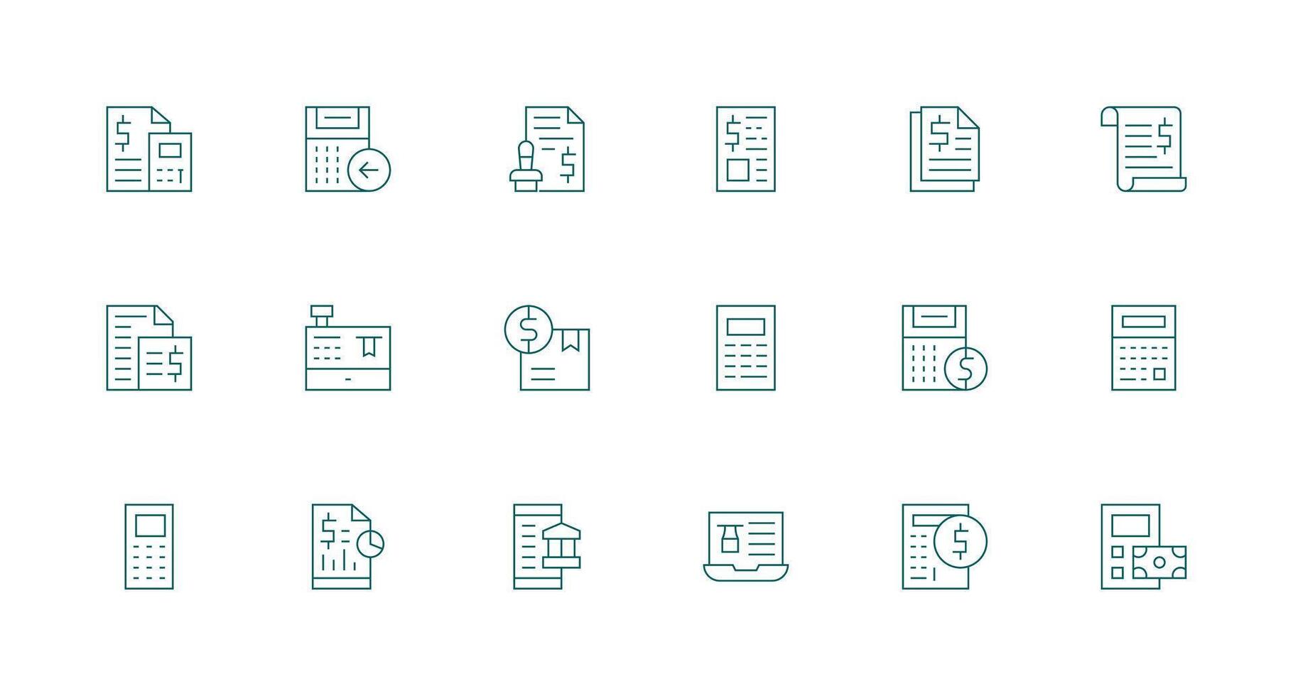 18 Minimal Line Icons for Accounting Software Graphics Flat Icon Set vector