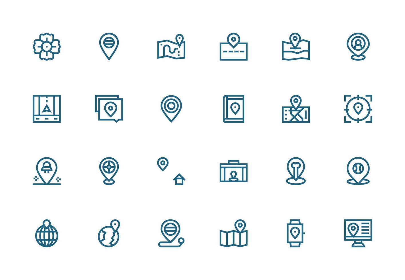 Coordinates Set with 24 Thick Line Line Icons Full Icon Library for UI Designers vector