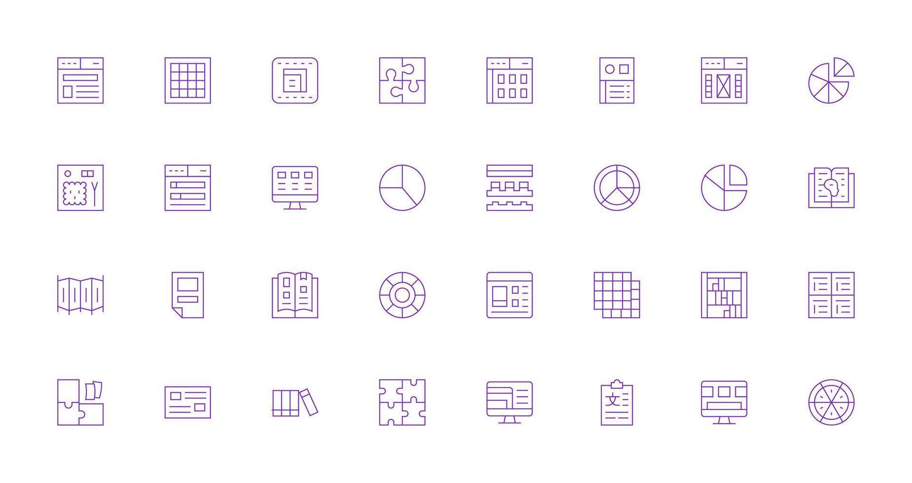 32 Thin Line Style Icons from Sections Collection Clean Icon Set Icon Pack for UI Projects vector