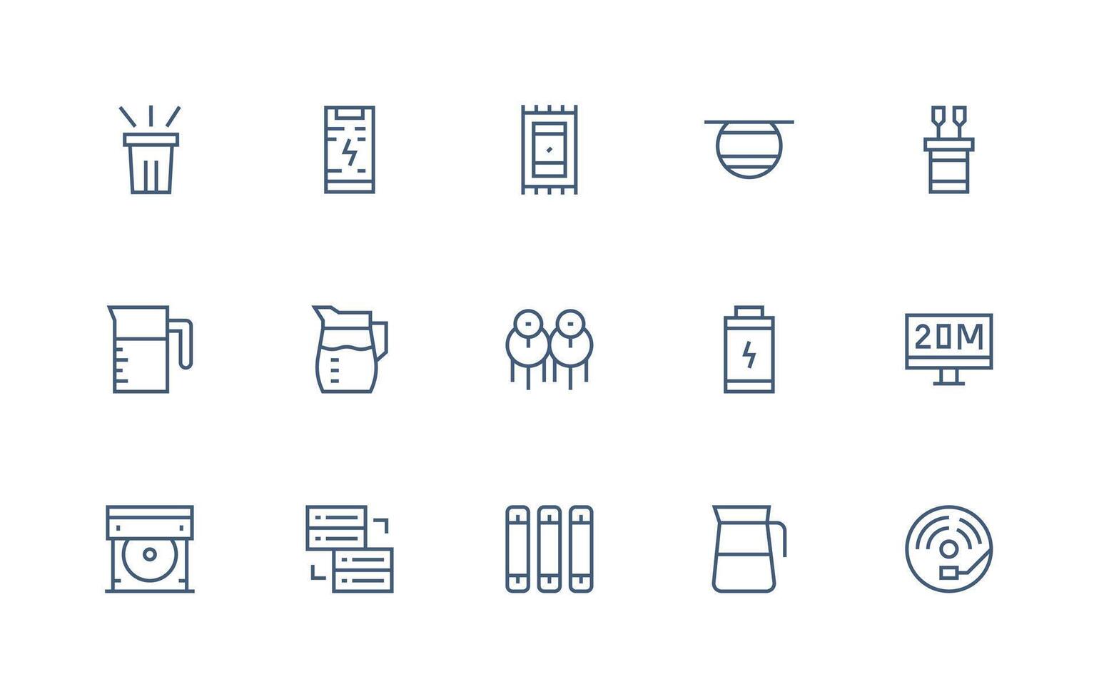 Capacity featuring 15 Icons in Regular Line Design Functional Icon Series vector
