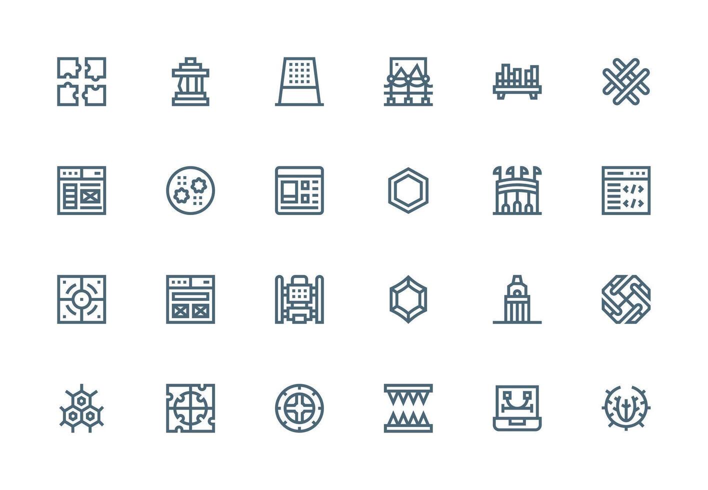 Framework Set with 24 Thick Line Line Icons Core Icon Collection for Daily Tasks vector