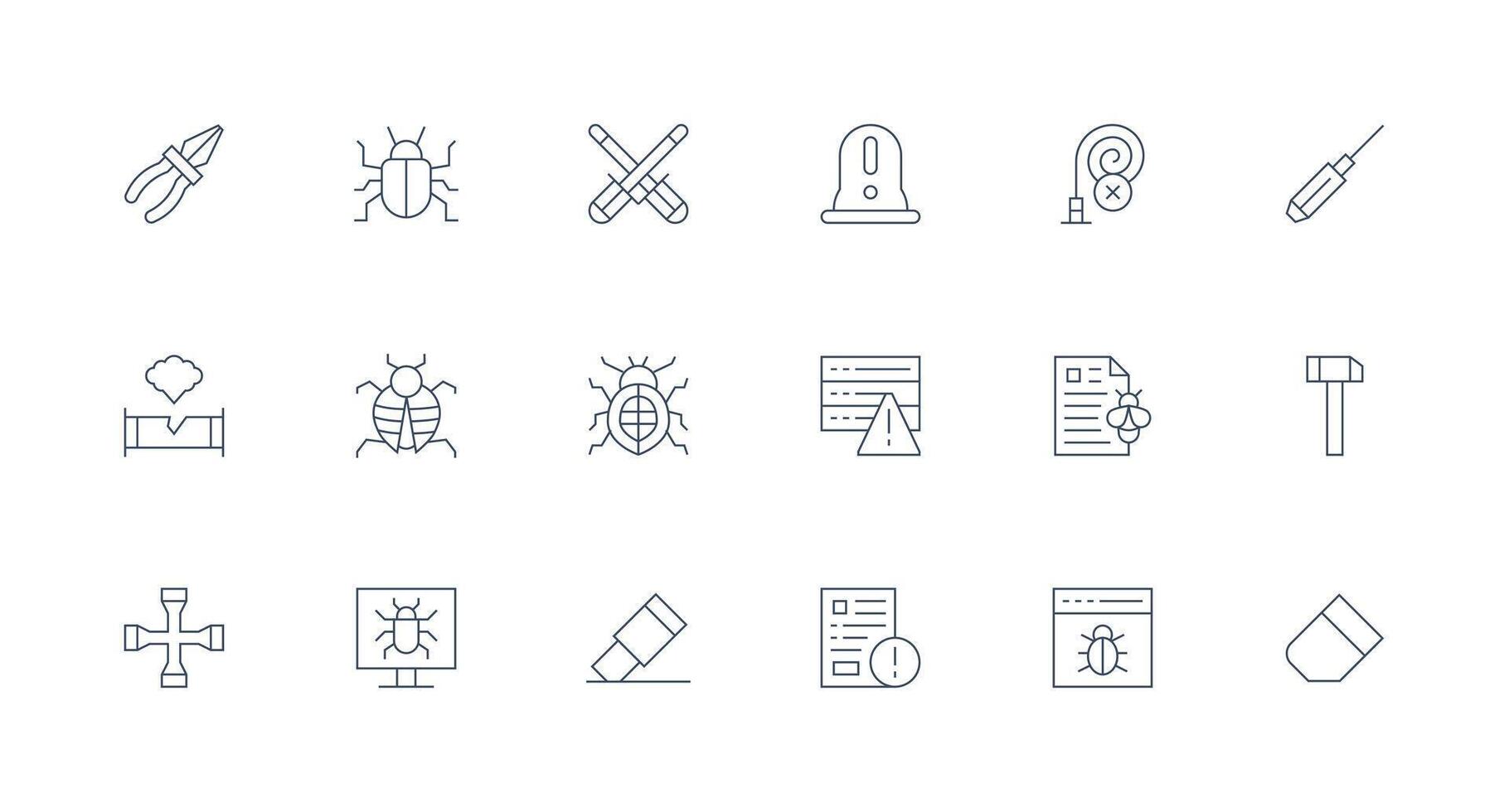 Fix Design Icons featuring 18 in Minimal Line Style Complete Icon Bundle for Web Design vector