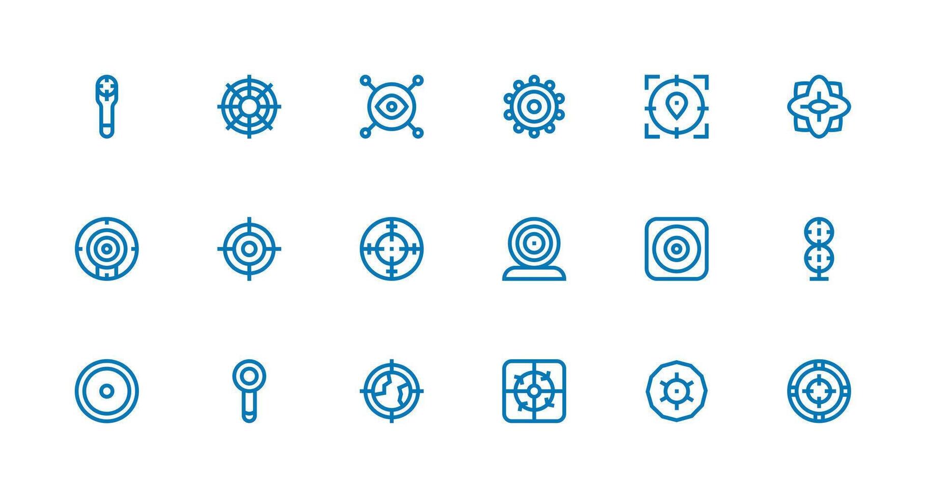 Scope Icon Collection with 18 Strong Stroke Line Designs Sharp Icons for Presentations vector