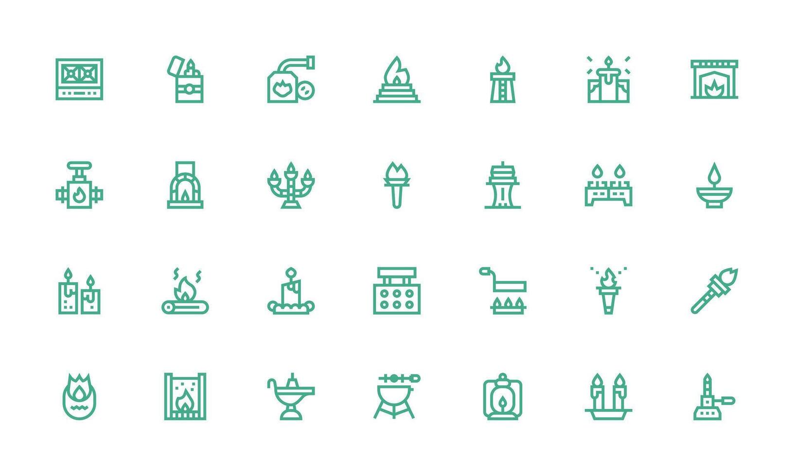 Flame including 28 Bold Line Illustrations Minimal Icon Set for Interface Projects vector