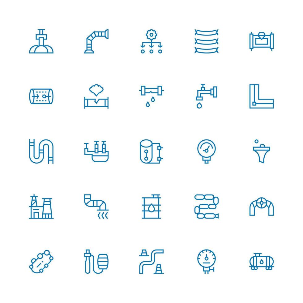 Pipeline Set with 25 Medium Stroke Outline Icons Essential Icons for Rapid UI Building vector