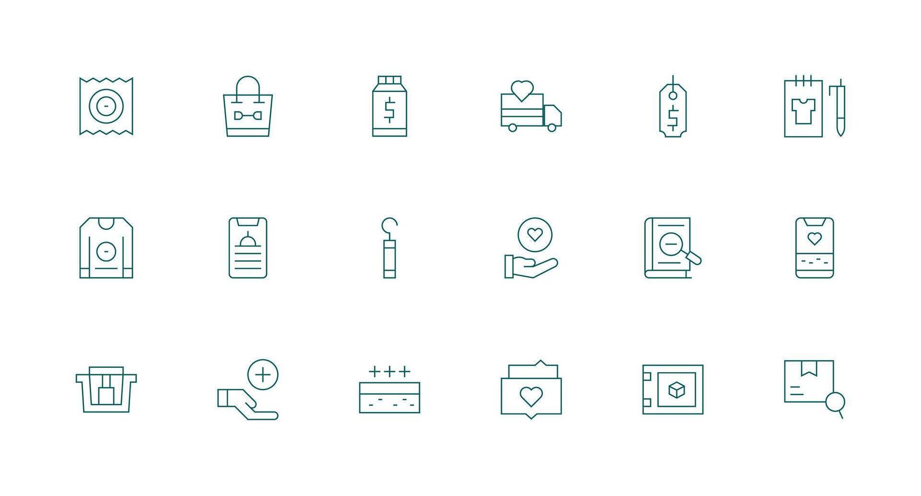 18 Icons for Item in Minimal Line Format Style Icon Set vector