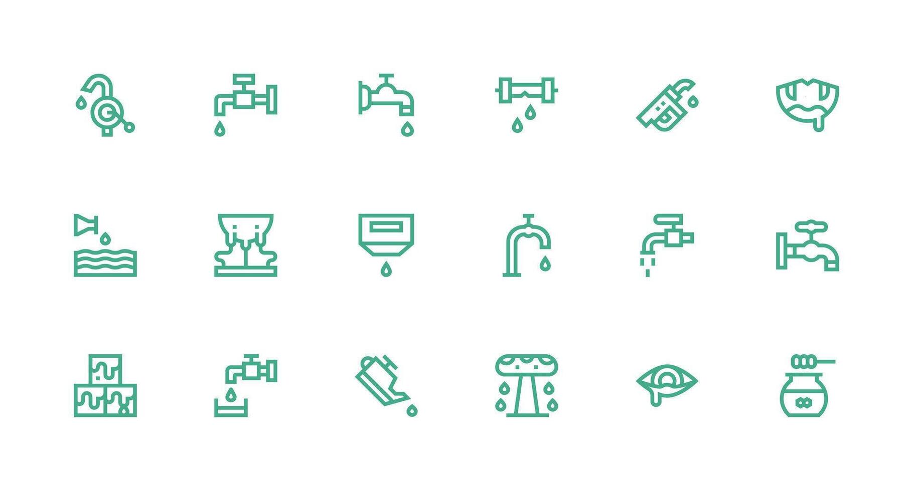 Dripping Design Icons featuring 18 in Strong Stroke Line Style Complete Icon Bundle for Web Design vector