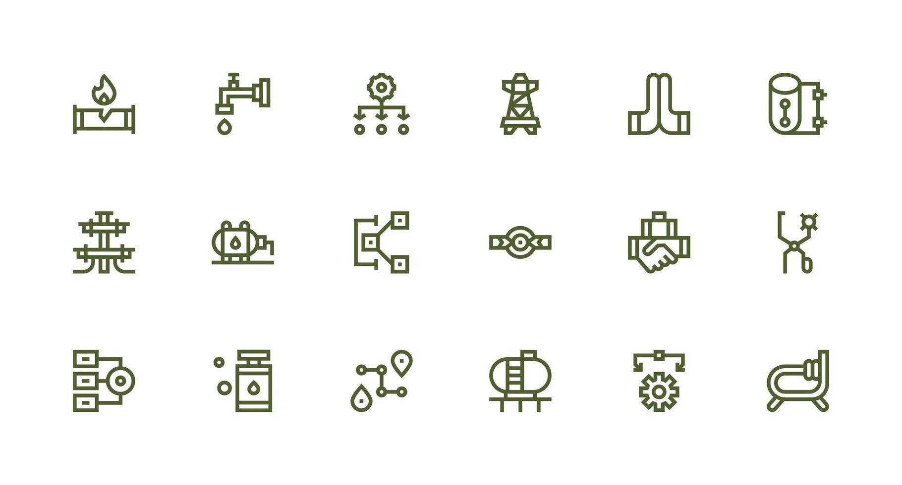 Strong Stroke Line Icons from Pipeline Set with 18 Vectors Smart Icon Collection