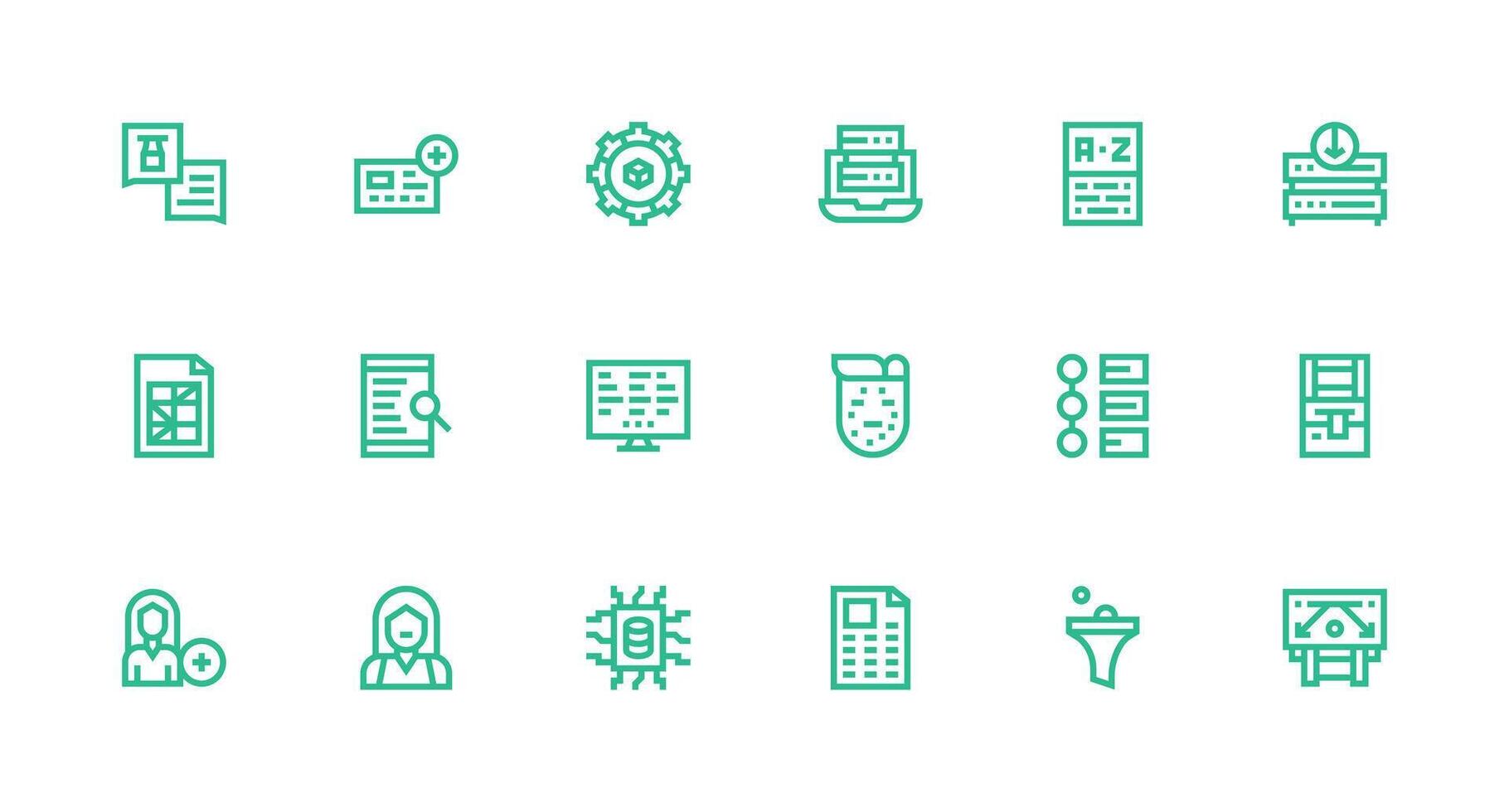 Database Set with 18 Strong Stroke Line Icons Universal Icon Pack vector