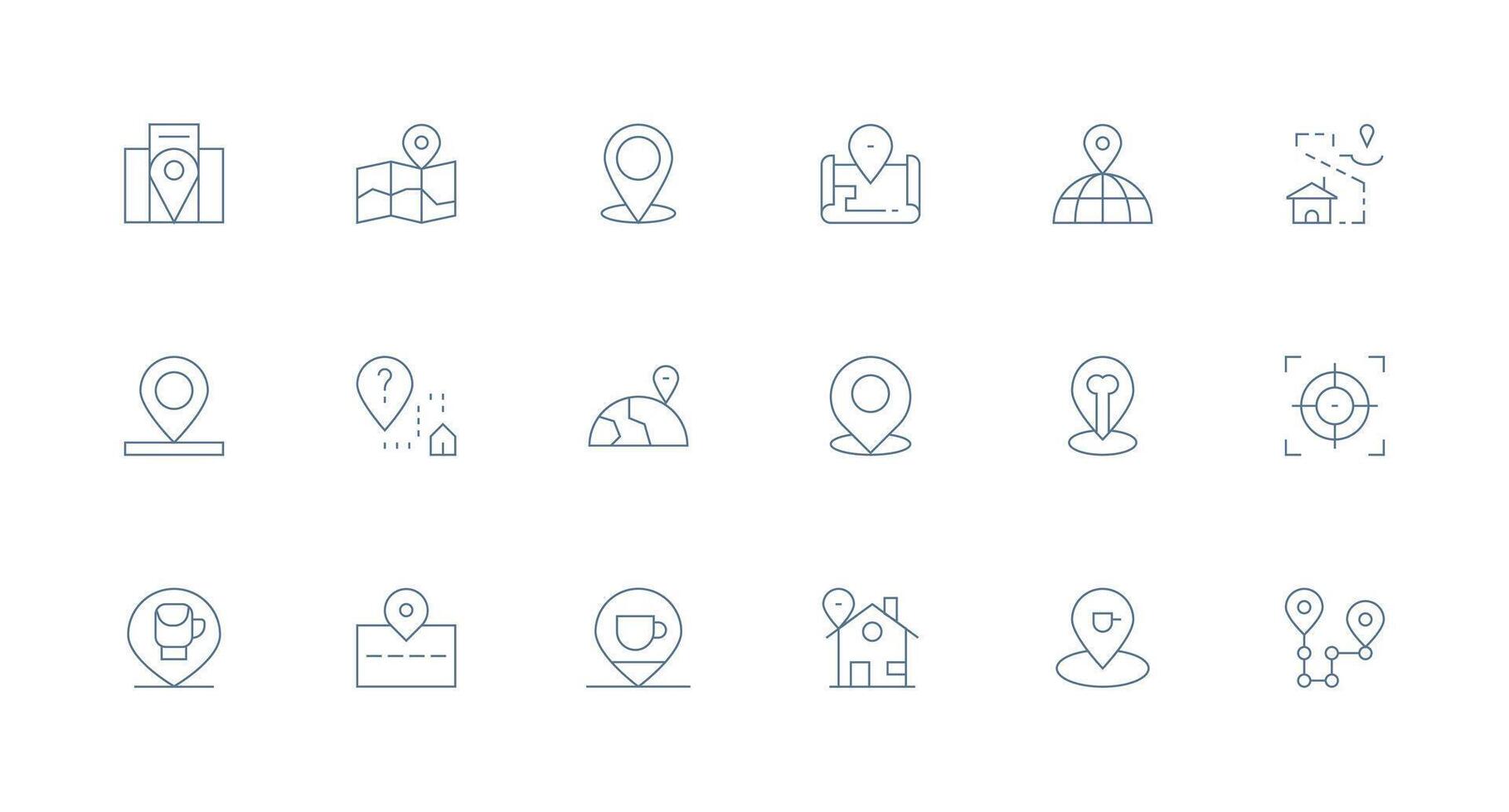 Geolocation featuring 18 Icons in Minimal Line Design Customizable Icon Series for Mobile Screens vector