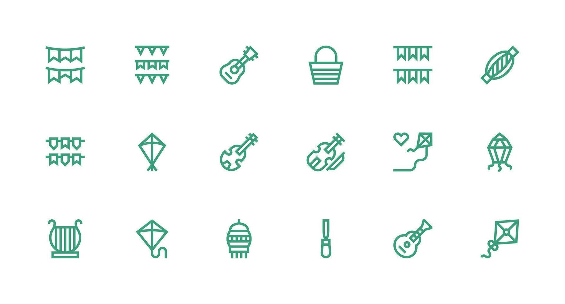 String featuring 18 Icons in Strong Stroke Line Design Complete Icon Bundle for Web Design vector